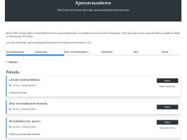 Ajanvarausjärjestelmä - Palvelut